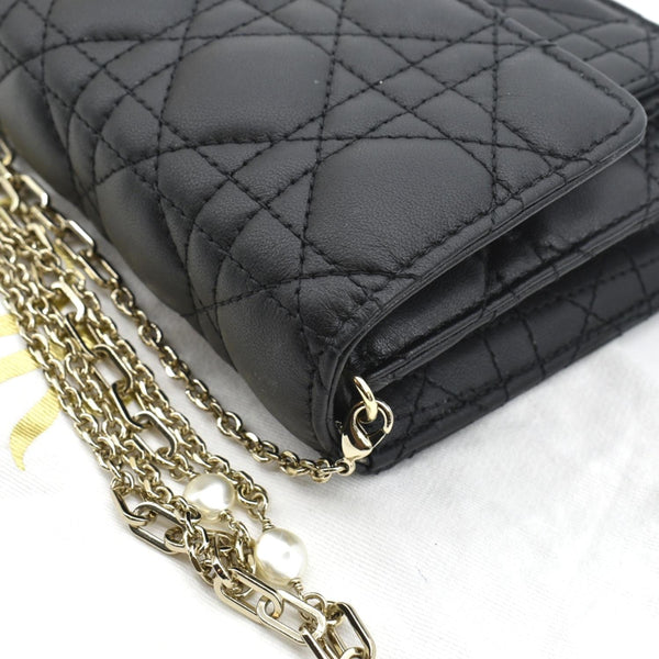 Christian Dior Lady Dior Cannage Shoulder Chain Wallet - Top Left