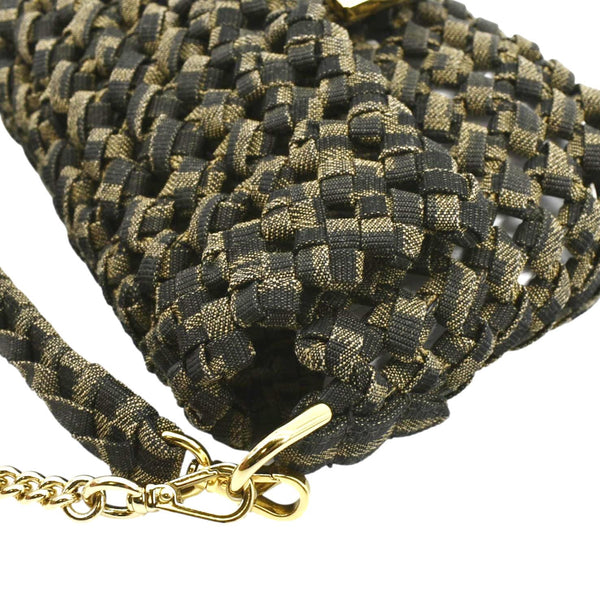 Fendi Mini Baguette Woven Jacquard Fabric Shoulder Bag - Top Left