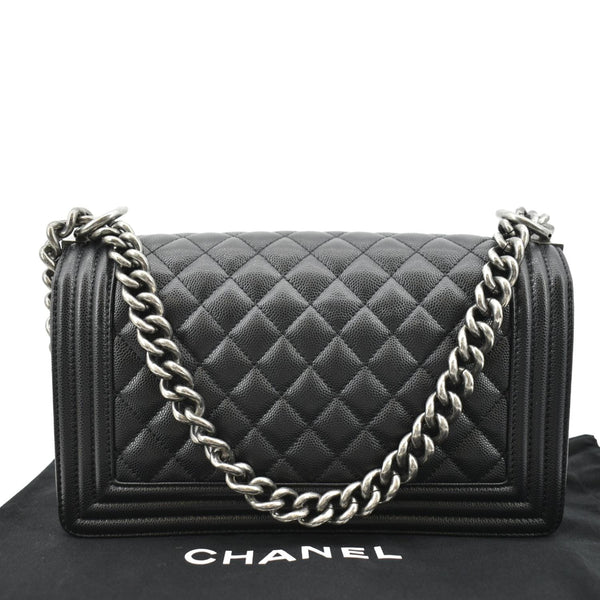 CHANEL Medium Boy Flap Caviar Leather Shoulder Bag Black