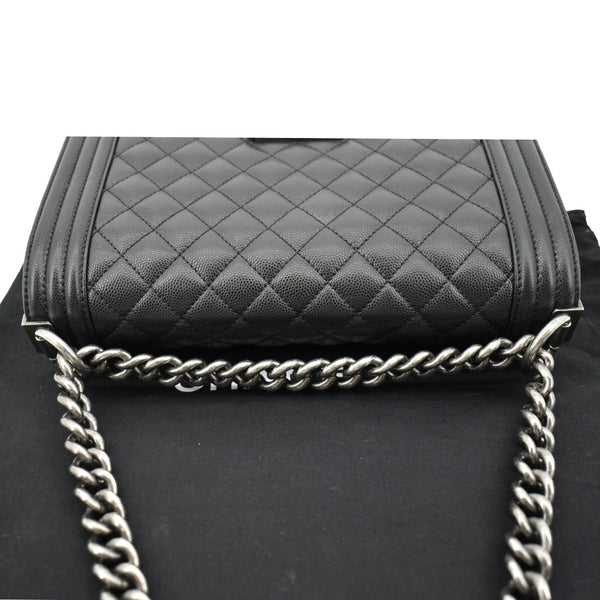 CHANEL Medium Boy Flap Caviar Leather Shoulder Bag Black
