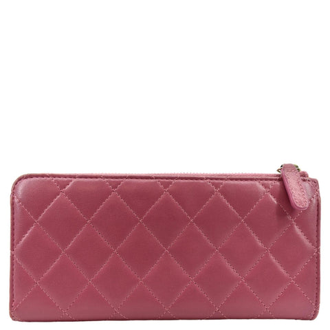 Chanel CC Quilted Leather Zip Wallet Pink - Back