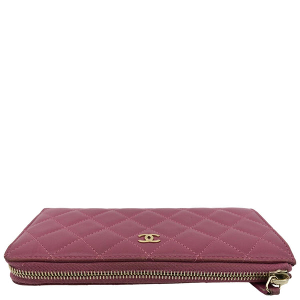 Chanel CC Quilted Leather Zip Wallet Pink - Top