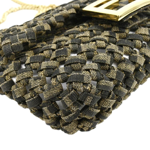 Fendi Mini Baguette Woven Jacquard Fabric Shoulder Bag - Botom Left