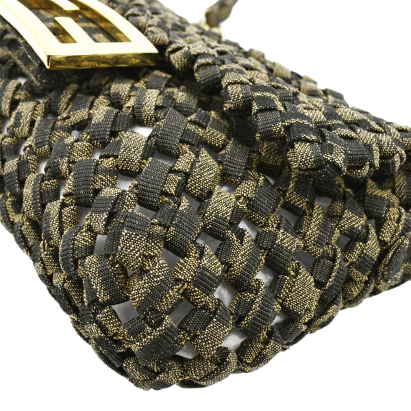 Fendi Mini Baguette Woven Jacquard Fabric Shoulder Bag - Bottom Right