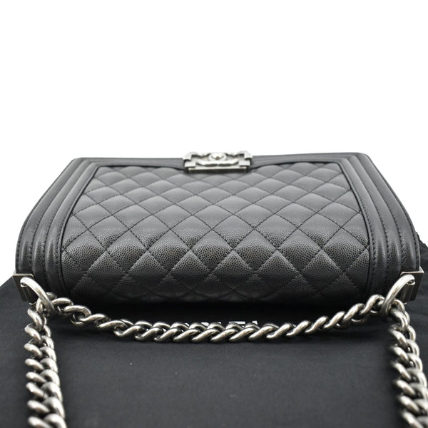 CHANEL Medium Boy Flap Caviar Leather Shoulder Bag Black
