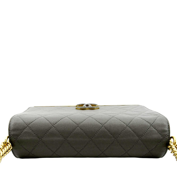CHANEL Lady Coco Flap Suede Caviar Leather Crossbody Bag Gray