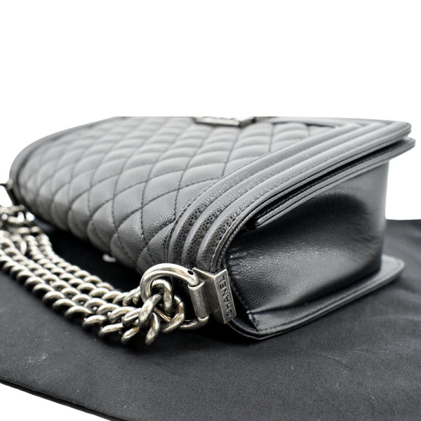 CHANEL Medium Boy Flap Caviar Leather Shoulder Bag Black