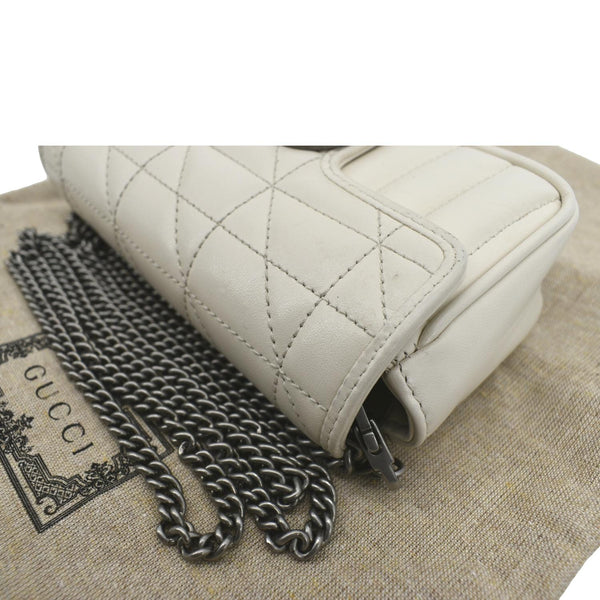 GUCCI GG Marmont Super Mini Matelasse Leather Shoulder Bag White 476433