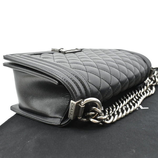 CHANEL Medium Boy Flap Caviar Leather Shoulder Bag Black