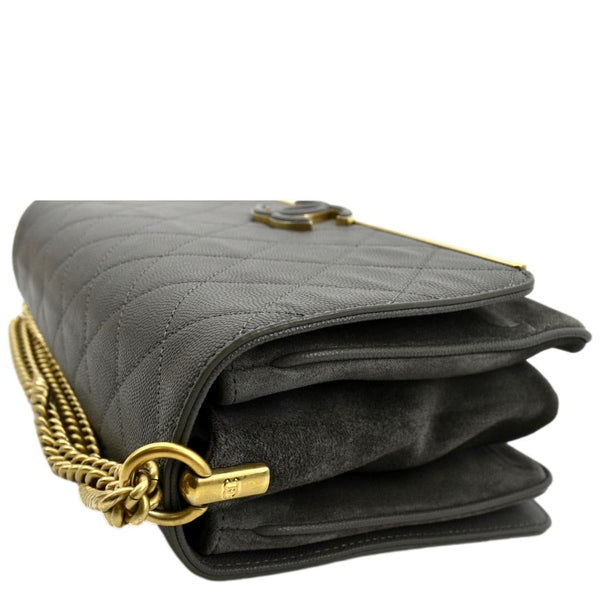 CHANEL Lady Coco Flap Suede Caviar Leather Crossbody Bag Gray