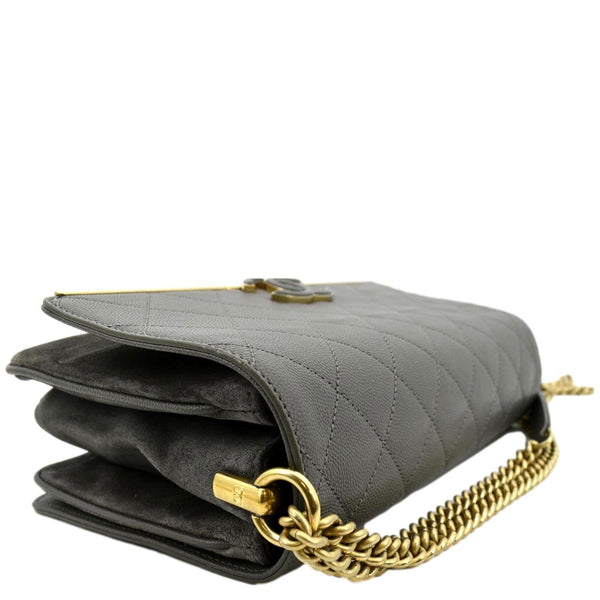 CHANEL Lady Coco Flap Suede Caviar Leather Crossbody Bag Gray