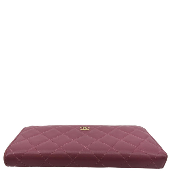 Chanel CC Quilted Leather Zip Wallet Pink - Bottom