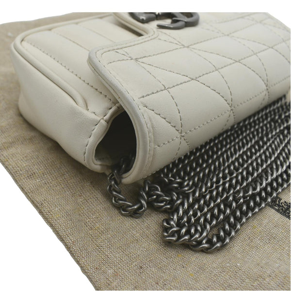 GUCCI GG Marmont Super Mini Matelasse Leather Shoulder Bag White 476433