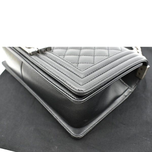 CHANEL Medium Boy Flap Caviar Leather Shoulder Bag Black