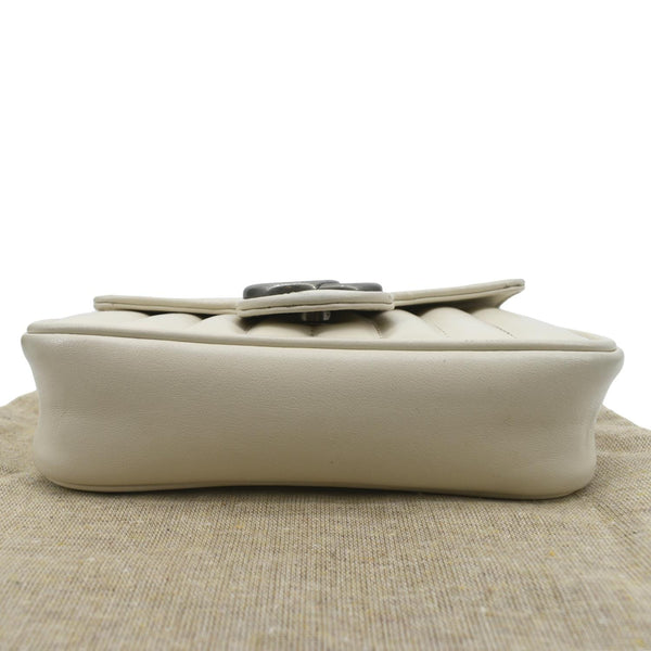 GUCCI GG Marmont Super Mini Matelasse Leather Shoulder Bag White 476433