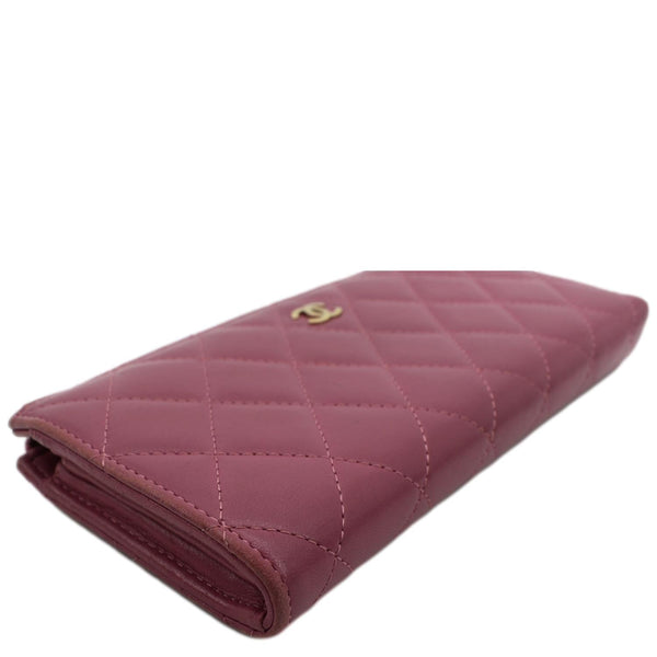 Chanel CC Quilted Leather Zip Wallet Pink - Bottom Left