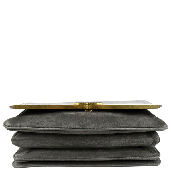 CHANEL Lady Coco Flap Suede Caviar Leather Crossbody Bag Gray