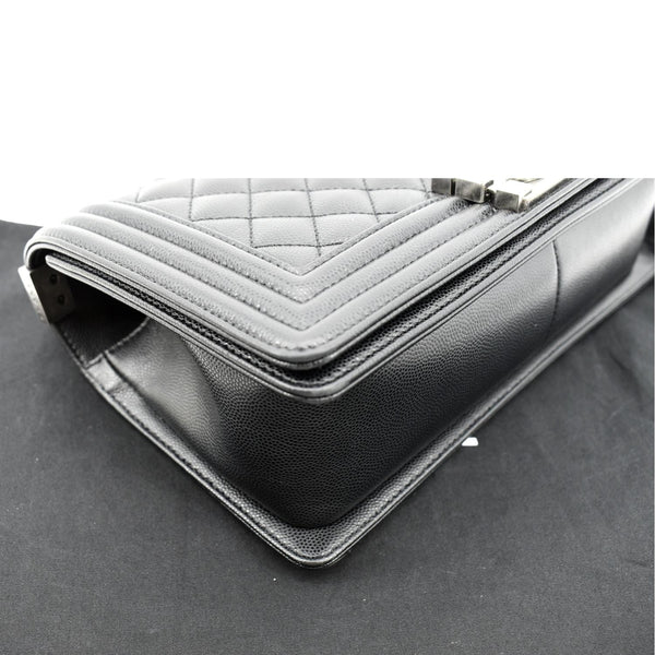 CHANEL Medium Boy Flap Caviar Leather Shoulder Bag Black