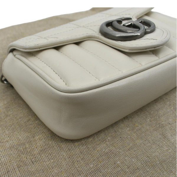 GUCCI GG Marmont Super Mini Matelasse Leather Shoulder Bag White 476433
