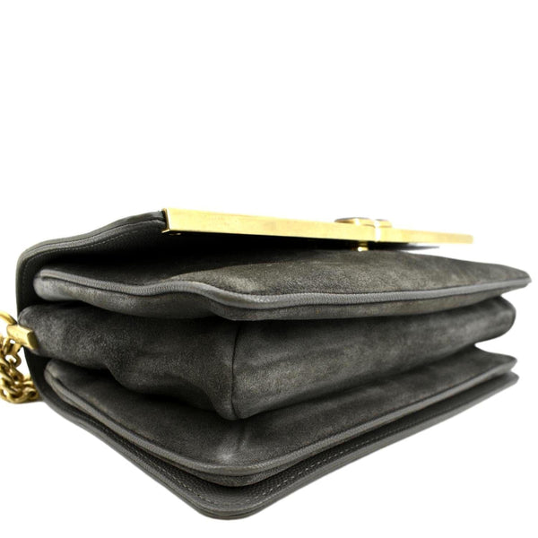 CHANEL Lady Coco Flap Suede Caviar Leather Crossbody Bag Gray