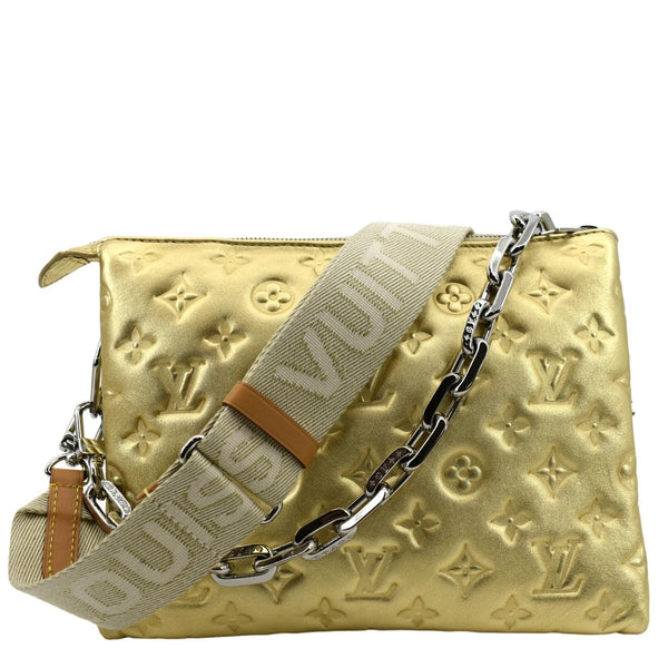 LOUIS VUITTON Coussin PM Monogram Embossed Leather Shoulder Bag Gold