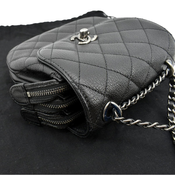 Chanel CC Waiter Flap Goatskin Leather Crossbody Bag - Top Right