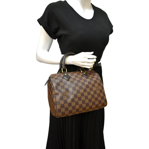 LOUIS VUITTON Speedy 25 Damier Ebene Satchel Bag Brown