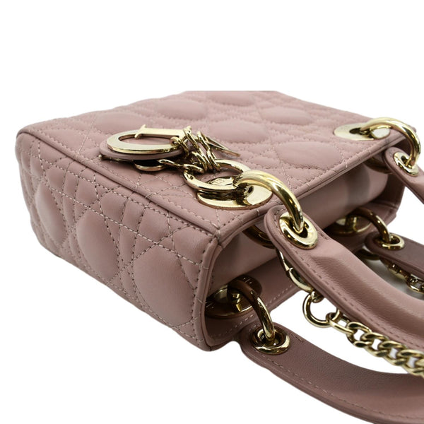 CHRISTIAN DIOR Mini Lady Dior Cannage Lambskin Leather Shoulder Bag Blush