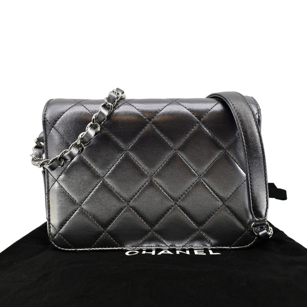 CHANEL Like a Wallet Quilted Lambskin Leather Shoulder Bag Gunmetal Metallic