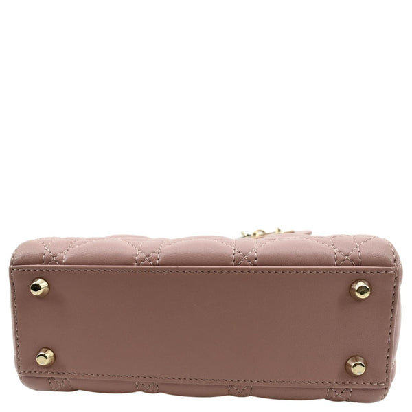 CHRISTIAN DIOR Mini Lady Dior Cannage Lambskin Leather Shoulder Bag Blush