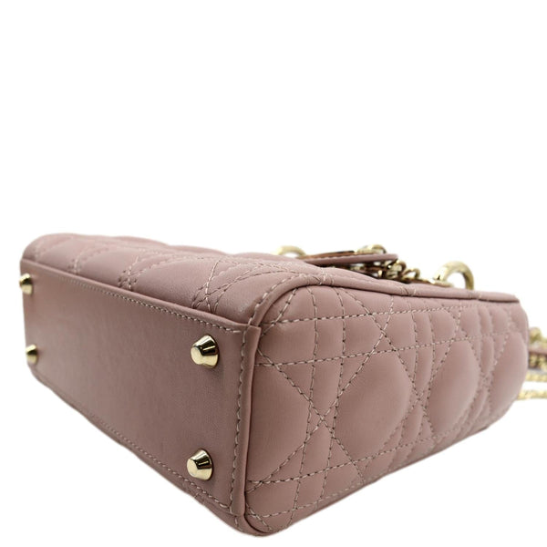 CHRISTIAN DIOR Mini Lady Dior Cannage Lambskin Leather Shoulder Bag Blush