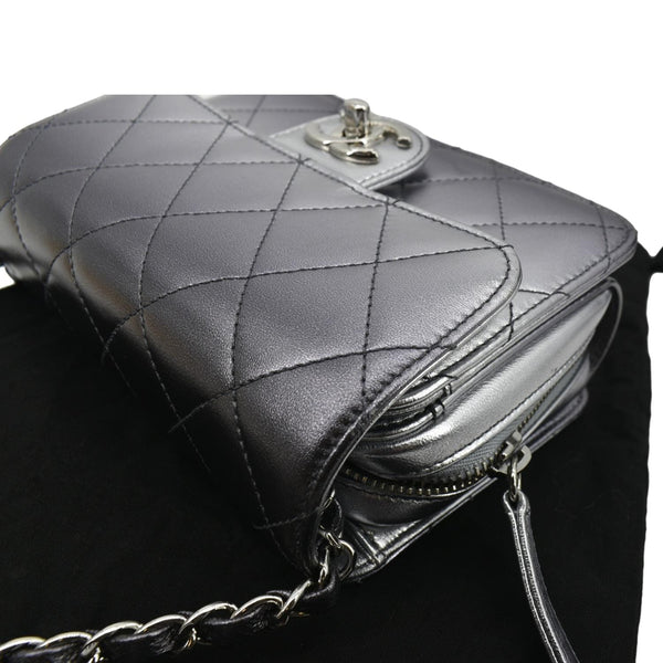 CHANEL Like a Wallet Quilted Lambskin Leather Shoulder Bag Gunmetal Metallic