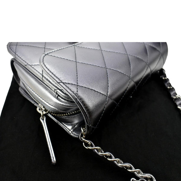 CHANEL Like a Wallet Quilted Lambskin Leather Shoulder Bag Gunmetal Metallic