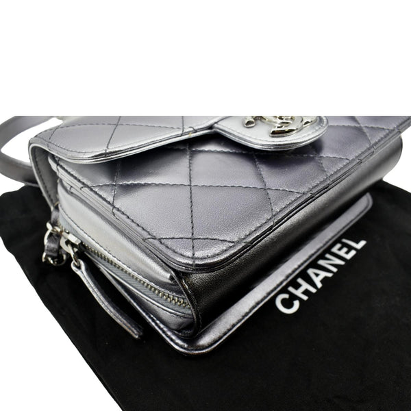 CHANEL Like a Wallet Quilted Lambskin Leather Shoulder Bag Gunmetal Metallic