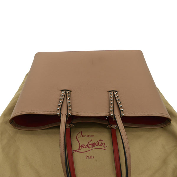 CHRISTIAN LOUBOUTIN Cabata Small Empire Paris Leather Tote Bag Beige