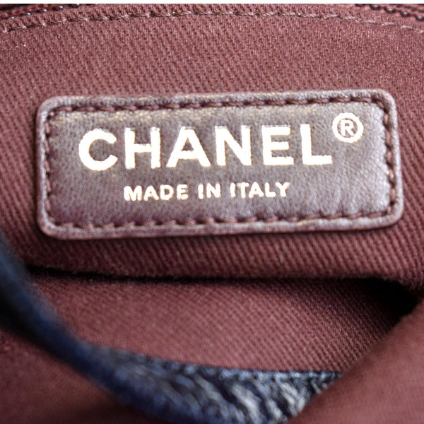 CHANEL Glazed Aged Calfskin Distressed Tote Shoulder Bag Blue