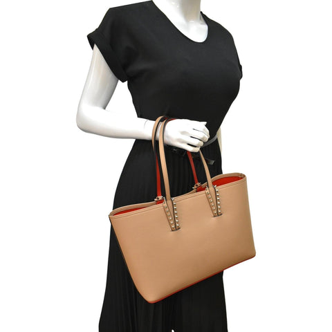 CHRISTIAN LOUBOUTIN Cabata Small Empire Paris Leather Tote Bag Beige