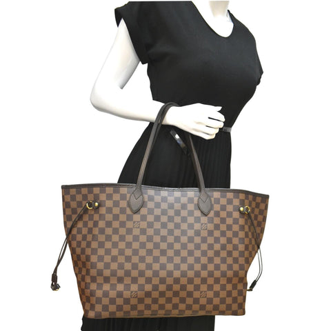 LOUIS VUITTON Neverfull GM Damier Ebene Tote Shoulder Bag Brown