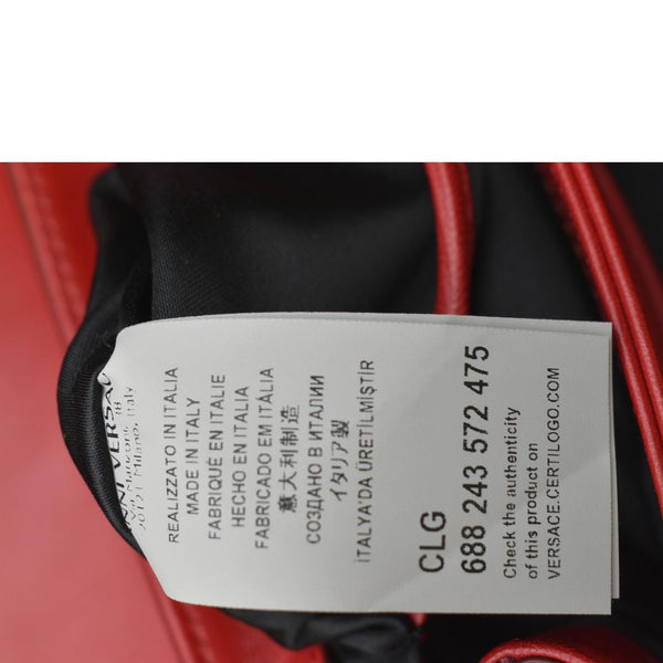 Versace Medusa Calfskin Leather Chain Clutch Bag Red - Tag