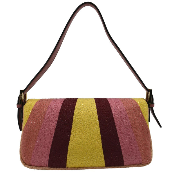 FENDI Baguette 1997 Satin Leather Shoulder Satchel Bag Multicolor