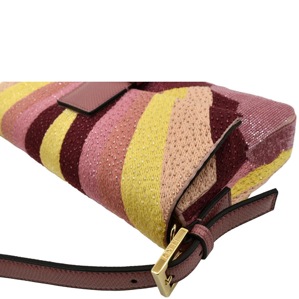 FENDI Baguette 1997 Satin Leather Shoulder Satchel Bag Multicolor