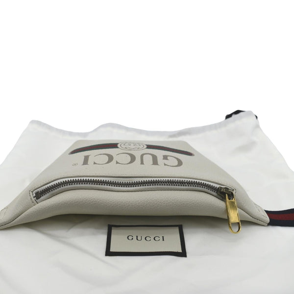 GUCCI Print Small Leather Belt Waist Bum Bag White 527792