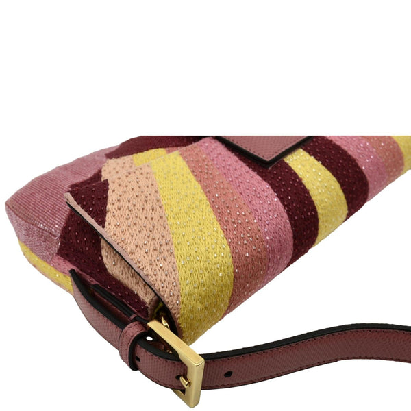 FENDI Baguette 1997 Satin Leather Shoulder Satchel Bag Multicolor