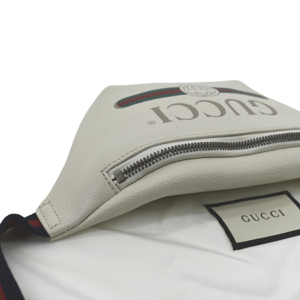 GUCCI Print Small Leather Belt Waist Bum Bag White 527792