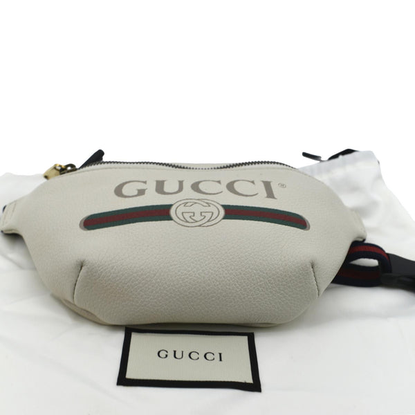 GUCCI Print Small Leather Belt Waist Bum Bag White 527792
