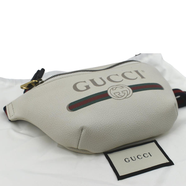GUCCI Print Small Leather Belt Waist Bum Bag White 527792