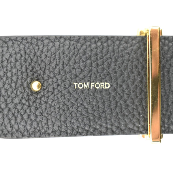 Tom Ford T Icon Reversible Leather Belt Black Size 110 - Name