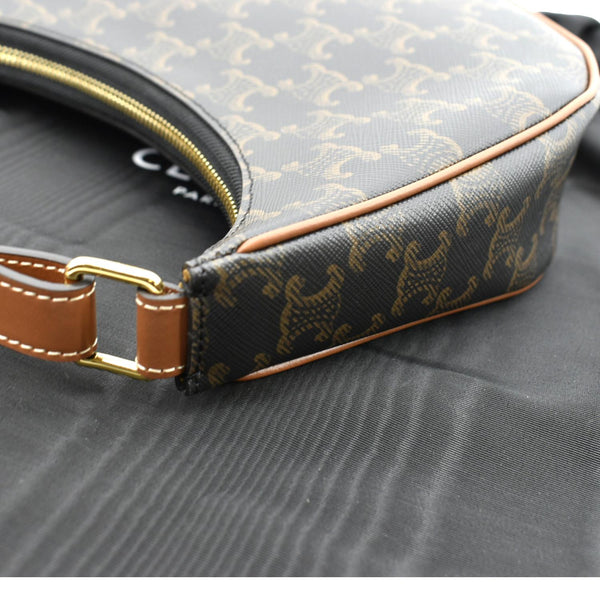 Celine Ava Triomphe Canvas Calfskin Shoulder Bag Tan - Top Left