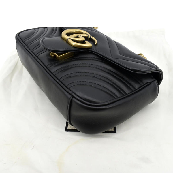 Gucci GG Marmont Mini Leather Shoulder Bag Black - Bottom Right