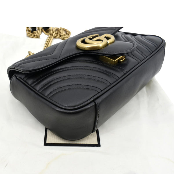 Gucci GG Marmont Mini Leather Shoulder Bag Black - Bottom Left